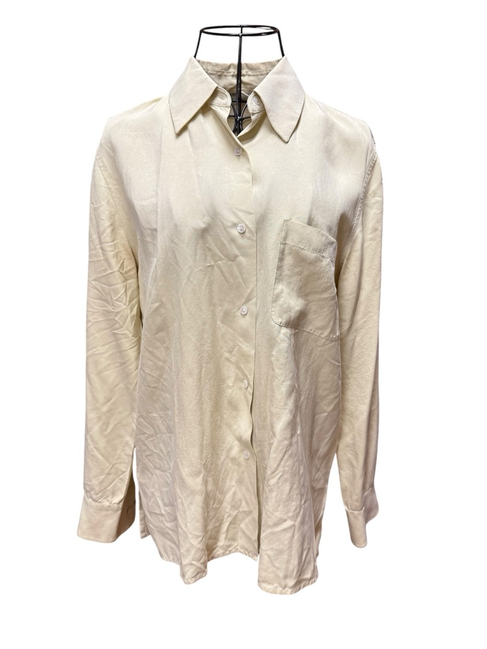 Ann Taylor yellow cream Silk Button Down Top size 4